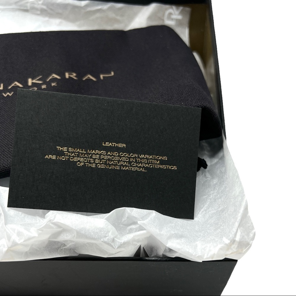 Donna Karan New York Black Leather Wedge Sandals NIB Gold Accent Size 8 - Picture 10 of 10
